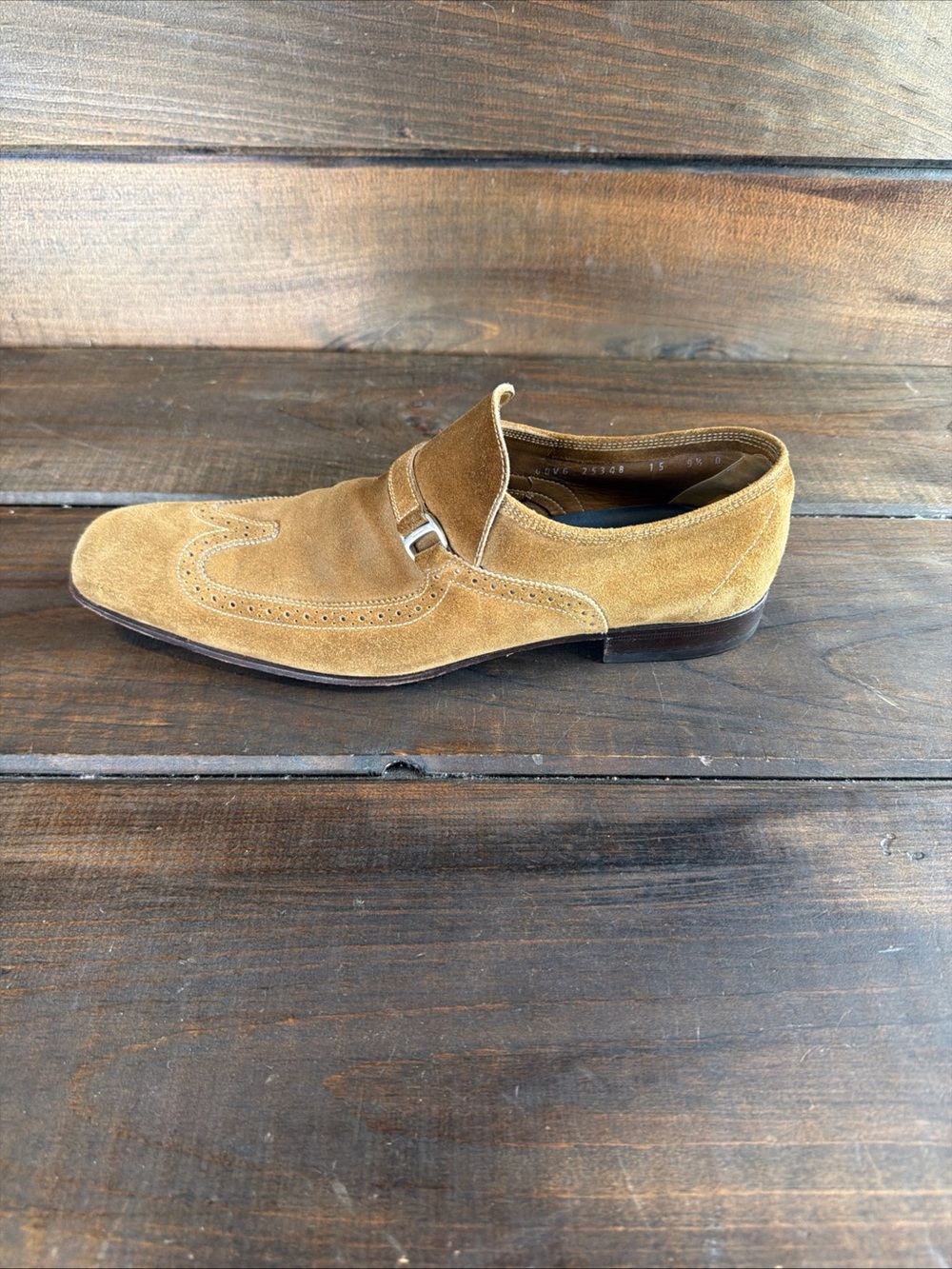 Salvatore Ferragamo Tan Suede Wingtip Loafers Slip On Shoes Men Size 9.5 D